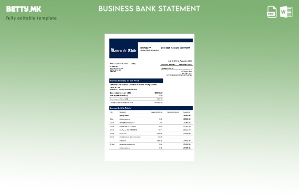 модерен стил на Banco de Chile организација изјава Шаблон Word и PDF